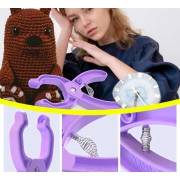 GEOCCI Safety Eye Tool Auxiliary Tool for Attaching Safety Eyes for Crocheting Safety Eyes Crochet Tools for Amigurumi Crochet & Stuffed 5-30mm Animal Eyes Making Supplies Tool（Purple 1pcs）