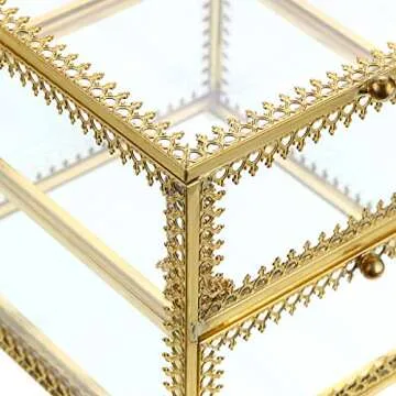 Hipiwe Vintage Glass Jewelry Trinket Box for Elegant Storage