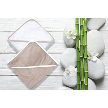 BAMBOO QUEEN 2 Pack Baby Bath Towel - Rayon Made from Bamboo, Ultra Soft Hooded Towels for Babies,To...