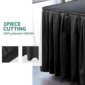 Surmente 2 Pack Black Table Skirt, 14ft Polyester Tablecloth for Weddings, Banquets, or Restaurants