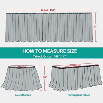 Surmente 2 Pack Black Table Skirt, 14ft Polyester Tablecloth for Weddings, Banquets, or Restaurants