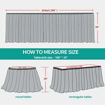 Surmente 2 Pack Black Table Skirt, 14ft Polyester Tablecloth for Weddings, Banquets, or Restaurants