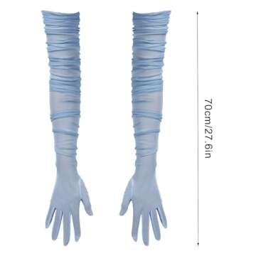 lasuroa Women's Long Gloves, Stretch Pleats Sexy Gloves Tulle Sheer Gloves 1920s Length Gloves Opera...