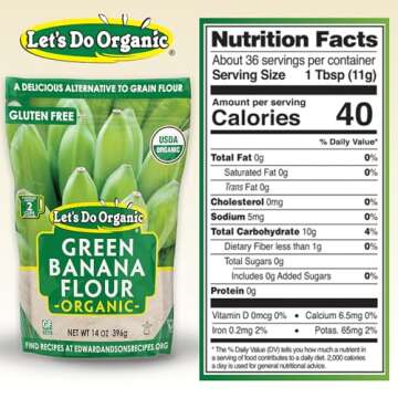Let's Do Organic Green Banana Flour - Grain Flour Replacement, Resistant Starch, Versatile Starch, Gluten Free, Iron, Non-GMO Project Verified, USDA Organic - 14 Oz