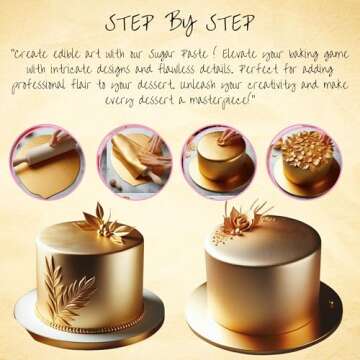 Confect Glistening Gold Fondant | Edible Metallic Fonadant | Chefs Choice Gold Fondant for Christmas Cake Decorating - 8.8 Oz