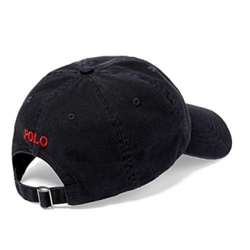 Polo Ralph Lauren Hat, Core Classic Sport Mens Cap,Black/Red Pony, One Size