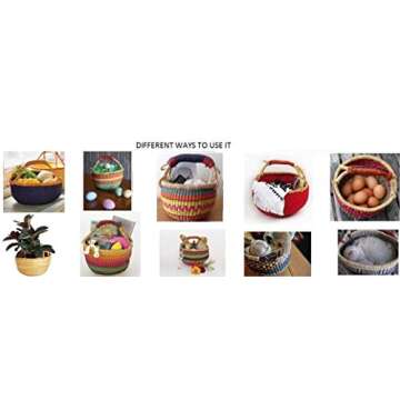 Ghana Baskets| Bolga African Baskets| Dye-Free Market Basket | Fair Trade (17"-19" Extra Large)