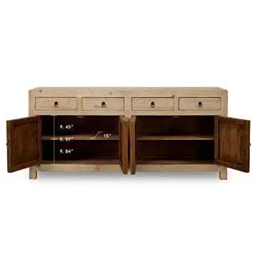 Artissance Natural Reclaimed Wood Indoor Shandong w/4 Drawers & 4 Doors, Buffet Storage Cabinets for Entryway Sideboard