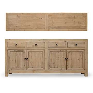 Artissance Natural Reclaimed Wood Indoor Shandong w/4 Drawers & 4 Doors, Buffet Storage Cabinets for Entryway Sideboard