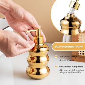 Luxurious Gold Soap Dispenser - Elegant Ceramic Lotion Bottle, Refillable