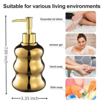 Elegant Gold Ceramic Soap Dispenser Pump for Home Decor