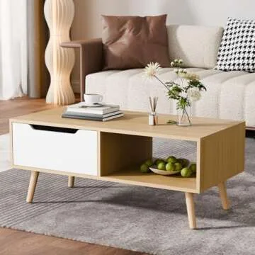 Cozy Castle Modern Wooden Coffee Table with Ample Storage for Living Room
