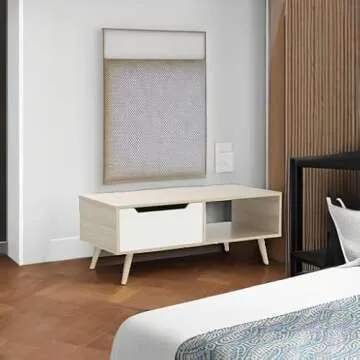 Cozy Castle Wooden Coffee Table with Storage for Living Room