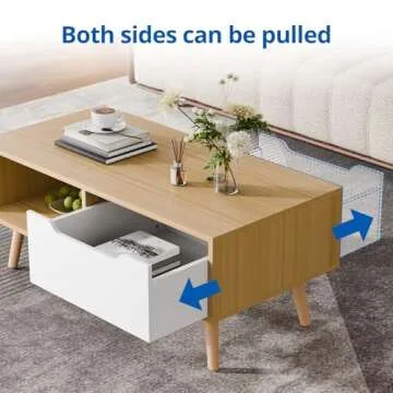 Cozy Castle Wooden Coffee Table with Storage for Living Room