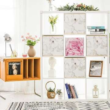 DAMAHOME Storage Cubes Organizer Bins - 13inch Foldable Decorative Crystal Diamond Knob, Closet Shel...