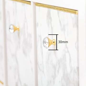 DAMAHOME Storage Cubes Organizer Bins - 13inch Foldable Decorative Crystal Diamond Knob, Closet Shelf Baskets, White Nursery Bins for Home & Office 4-Pack (Marble)