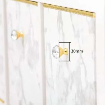 DAMAHOME Storage Cubes Organizer Bins - 13inch Foldable Decorative Crystal Diamond Knob, Closet Shelf Baskets, White Nursery Bins for Home & Office 4-Pack (Marble)