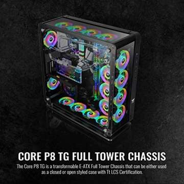 Thermaltake Core P8 Tempered Glass E-ATX Full-Tower Chassis Computer Case CA-1Q2-00M1WN-00, Black
