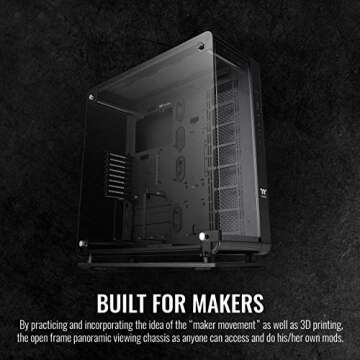 Thermaltake Core P8 Tempered Glass E-ATX Full-Tower Chassis Computer Case CA-1Q2-00M1WN-00, Black