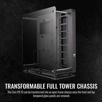 Thermaltake Core P8 Tempered Glass E-ATX Full-Tower Chassis Computer Case CA-1Q2-00M1WN-00, Black