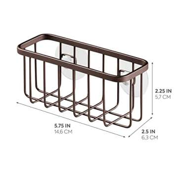 iDesign Gia Sink Suction Holder for Sponges, Scrubbers, Soap in Kitchen, Bathroom, Bathtubs, 5.75" x...