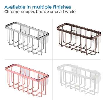 iDesign Gia Sink Suction Holder for Sponges, Scrubbers, Soap in Kitchen, Bathroom, Bathtubs, 5.75" x 2.25" x 2.5" - Bronze