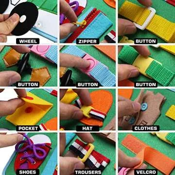 Toddler Busy Board, 14 in 1 Activity Board(Garbage Car Style), Montessori Sensory Toy for Fine Motor Skills, Learning Toy for Airplane or Car Travel, Preschool Educational Gift for Kids Boys Girls