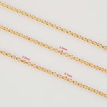 YOUBEIYEE 18K Gold Plated Brass Jewelry Making Chain, 10 Meters Circle Rolo Chains Bulk with 50pcs Jump Rings + 20pcs Lobster Clasps Women Necklace DIY Jewelry Supplies Findings