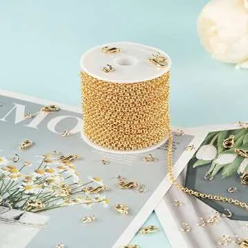 YOUBEIYEE 18K Gold Plated Jewelry Making Chain Bulk Set