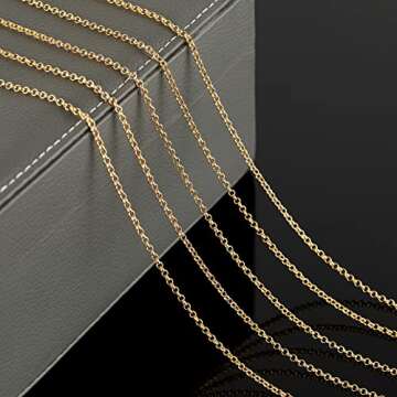 YOUBEIYEE 18K Gold Plated Brass Jewelry Making Chain, 10 Meters Circle Rolo Chains Bulk with 50pcs Jump Rings + 20pcs Lobster Clasps Women Necklace DIY Jewelry Supplies Findings