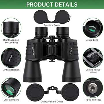 JOPLAX 20x50 High Powered Binoculars for Adults, Premium Waterproof Compact Binoculars with Low Ligh...