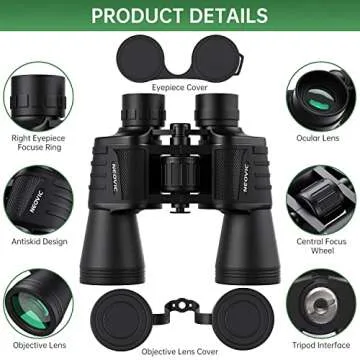 JOPLAX 20x50 High Powered Binoculars for Adults, Premium Waterproof Compact Binoculars with Low Ligh...