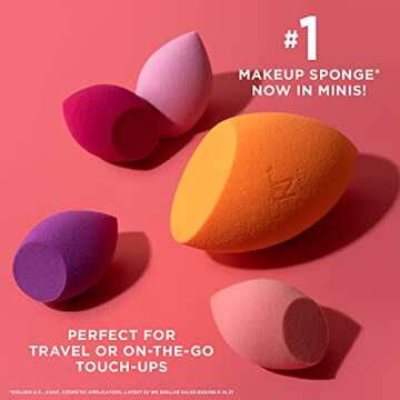 Real Techniques Mini Miracle Complexion Sponge Makeup Blender, Beauty Sponges,(2 Packs of 4, 8 Count Total)