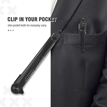 FUNBRO EDC Pocket Knife with Tanto Blade for Camping