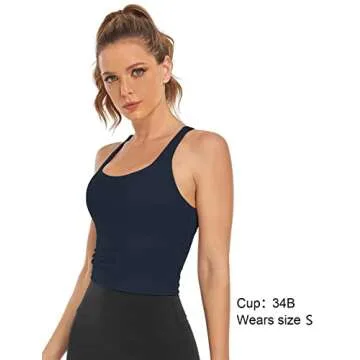 HeyNuts Longline Zeal Sports Bras for Women, Medium Impact Wirefree Yoga Bras Padded Workout Tank To...