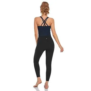 HeyNuts Longline Zeal Sports Bras for Women, Medium Impact Wirefree Yoga Bras Padded Workout Tank Tops Crisscross Back Crop Tops True Navy L