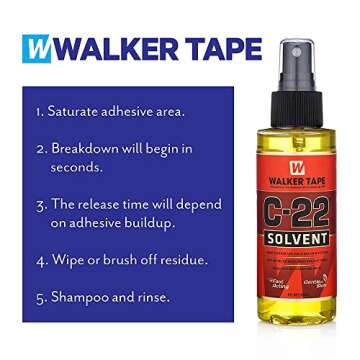 C-22 adhesive solvent by Walker Tape C22 Solvent 4 Oz Spray For Lace Wigs & Toupees