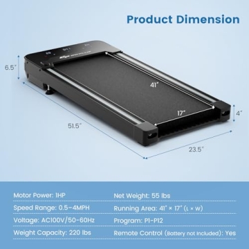 Goplus Under Desk Treadmill - Compact Electric Walking Pad