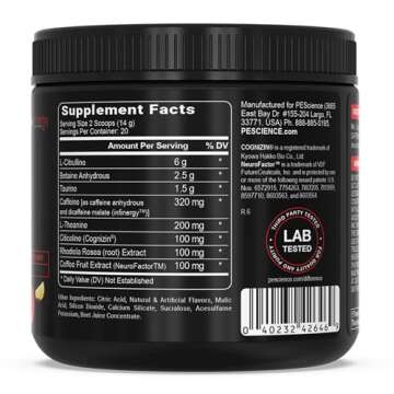 PEScience Prolific Pre Workout, Raspberry Lemonade, 40 Scoop, Energy Supplement with Nitric Oxide