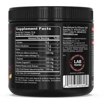 PEScience Prolific Pre Workout, Raspberry Lemonade, 40 Scoop, Energy Supplement with Nitric Oxide