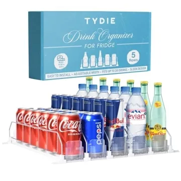 Efficient Drink Organizer For Fridge - Adjustable 6 Can Dispenser with Smooth Spring Mechanism