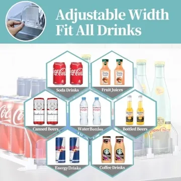 Drink Organizer For Fridge - Self Pushing Dispenser