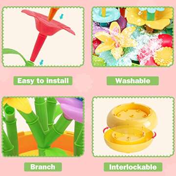 VERTOY Flower Garden Building Toy Set for 3, 4, 5, 6 Year Old Girls, STEM Educational Activity Games and Girls Birthday Gift for Age 3+ yr Toddlers and Kids, 143 pcs
