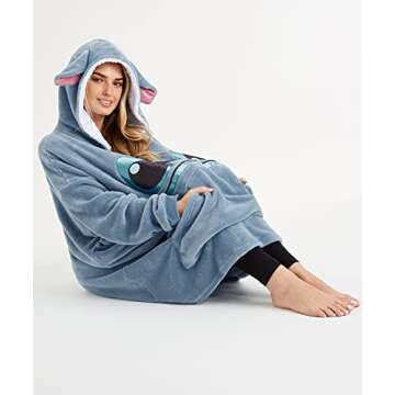 Disney Stitch Blanket Hoodie - Warm & Cozy Women's Fleece