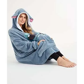 Disney Stitch Blanket Hoodie - Warm & Cozy Women's Fleece