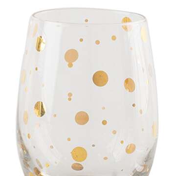 MIKASA Cheers Etched Crystal Stemless Wine Glasses, 470 ml - Gold Effect (Set of 4)