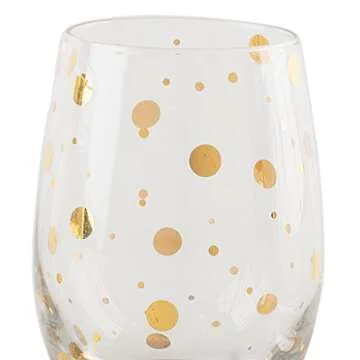 MIKASA Cheers Etched Crystal Stemless Wine Glasses, 470 ml - Gold Effect (Set of 4)
