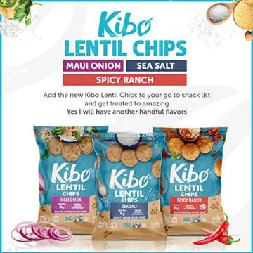 Kibo Lentil Chips Variety Pack - Vegan & Gluten-Free Snacking