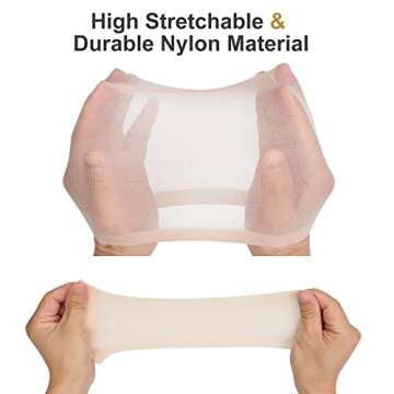 12PCS Beige Wig Caps for Women Nylon Stretchy Wig Caps for Lace Front Wig, Soft Lightweight Breathable Wig Cap for Costume Party(gifts box)