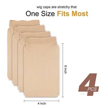 12PCS Beige Wig Caps for Women Nylon Stretchy Wig Caps for Lace Front Wig, Soft Lightweight Breathable Wig Cap for Costume Party(gifts box)